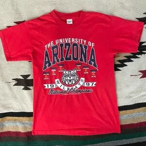 Vintage Arizona Wildcats Basketball National Champions T Shirt Tee 1997 Red L